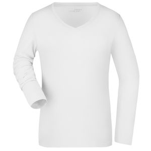 Wit dames v-hals shirt lange mouw XL  -