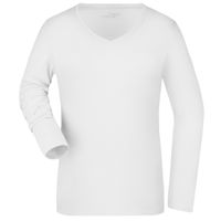 Wit dames v-hals shirt lange mouw XL  - - thumbnail
