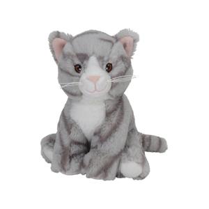 Nature Planet pluche dieren knuffels Kat/poes - grijs - 21 cm - Knuffeldieren speelgoed