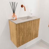 Toiletmeubel Mondiaz Joya Dlux | 50 cm | Meubelkleur Oak | Faye wastafel Opalo Wasbak Rechts | Zonder kraangat(en)