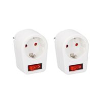 Pakket van 2x stuks stekkerdoos/stroom adapters met switch/kinder beveiliging