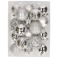 37x stuks kunststof kerstballen zilver 6 cm - thumbnail