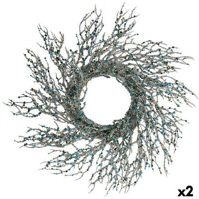 Kerstkroon Krist+ 3300/16-DB9-6 3300/16-DB9-6 Blauw Gouden Plastic Tak 50 x 10 x 50 cm (2 Stuks)