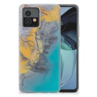 Motorola Moto G72 TPU Siliconen Hoesje Marble Blue Gold