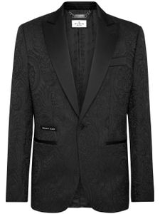 Philipp Plein blazer boutonné à motif jacquard - Noir