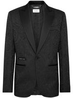 Philipp Plein blazer boutonné à motif jacquard - Noir