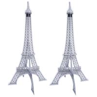 Decoratie Eiffeltoren - 2x - 40 cm - papier - brandvertragend - Frankijk versiering