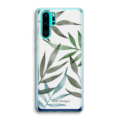 Tropical watercolor leaves: Huawei P30 Pro Transparant Hoesje