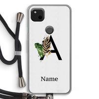 Charcoal Flora: Pixel 4a Transparant Hoesje met koord