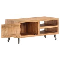 The Living Store Houten Salontafel Industriële Stijl - 90x45x40 cm - 2 vakken en 1 deur - thumbnail