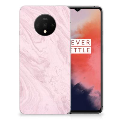 OnePlus 7T | TPU | Siliconen hoesje | Marble Pink - Origineel Cadeau Vriendin