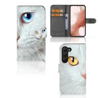 Samsung Galaxy S23 | Telefoonhoesje | Met pasjeshouder | Witte Kat