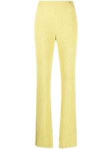 Patrizia Pepe pantalon nervuré à fentes latérales - Jaune