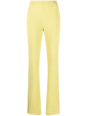Patrizia Pepe pantalon nervuré à fentes latérales - Jaune