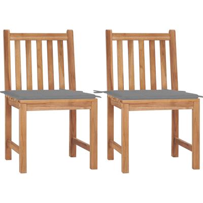 Tuinstoelen 2 st met kussens massief teakhout
