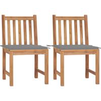 Tuinstoelen 2 st met kussens massief teakhout