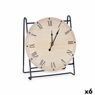 Tafelklok Zwart Metaal Hout MDF 19 x 21 x 9 cm (6 Stuks)