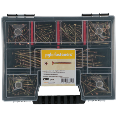 pgb-Europe - Assortimentsdoos Spaanplaatschroeven - PGWVZV ZnG 280 st. - ASS008002028001