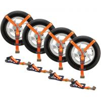 VEVOR wielkeg-spanbandenset, 50,8 x 3048 mm spanbanden autotransport, 4-delig trailerspansysteem 5000 kg breukbelasting, ATV's, aanhangwagens, wielblokken, spanbandaccessoires oranje + zwart