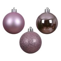 Mini kerstballen - 14x st - lila paars - D3 cm - kunststof - kerstversiering - thumbnail