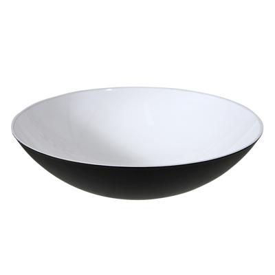 Bellatio Decorations Schaal - wit met zwart - D28 cm - kunststof - decoratieschalen - plantenbak