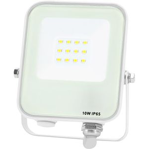 LED Bouwlamp - LED Schijnwerper - Aigi Rekan - 10 Watt - Natuurlijk Wit 4000K - Waterdicht IP65 - Rechthoek - Mat Wit - Aluminium