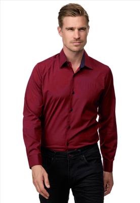 ItalianStyle - Herenoverhemd - Katoen - Slimfitmodel - Bordeauxrood