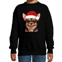 Kersttrui / sweater honden - kinderen - Chihuahua - zwart - kerstmuts - Kerstmis