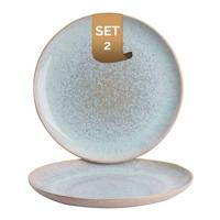 Palmer Bord Light Blue Sea 22.5 cm Blauw Stoneware 2 stuks