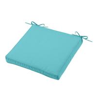 Stof Textile Tuin stoelkussen - turquoise blauw - 40 x 40 x 5 cm - touwtjes sluiting - voor buiten Stof Textile Tuin stoelkussen - turquoise blauw - 40 x 40 x 5 cm - touwtjes sluiting - voor buiten