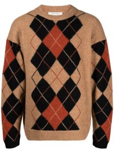 Maison Kitsuné pull à motif de losanges en intarsia - Marron