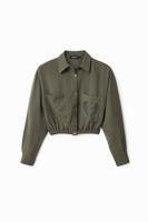 Cropped shirt met een zakje met hart - GREEN - M - thumbnail