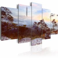 Schilderij - Toren en Horizon,  wanddecoratie, hoogwaardige print op canvas, 5luik