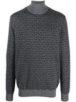 Balmain pull en maille intarsia à col roulé - Gris