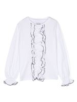 Douuod Kids blouse volantée en coton à manches longues - Blanc