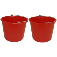 Huishoud emmer - 2x - rood - kunststof - 12 liter - D29 x H35 cm