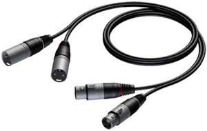 Procab CAB710/3 - 2x XLR female - 2x XLR male dual cable