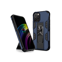 iPhone 12 Pro Max hoesje - Backcover - Rugged Armor - Kickstand - Extra valbescherming - Shockproof - TPU - Blauw