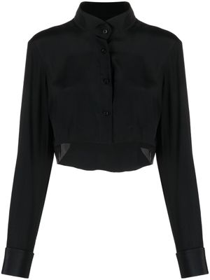 Almaz chemise crop Split en soie - Noir