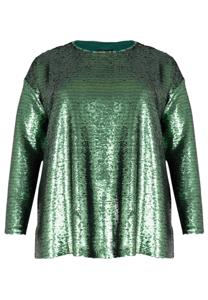 Yoek Tuniek vierkant met pailletten | Groen | Maat 58/60