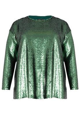 Yoek Tuniek vierkant met pailletten | Groen | Maat 58/60
