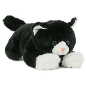 Pluche speelgoed poes/kat knuffeldier zwart/wit 25 cm   -