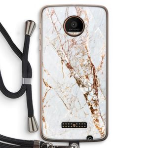 Goud marmer: Motorola Moto Z Force Transparant Hoesje met koord