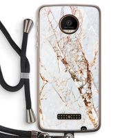 Goud marmer: Motorola Moto Z Force Transparant Hoesje met koord