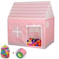 Huishoudelijke kinderen afdrukken spelen tent kleine spel huis met 50 Oceaan ballen & mat (lichtroze)