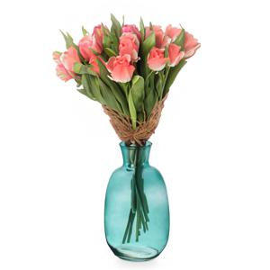 Giftdecor Bloemenvaas Crystal - luxe deco glas - blauw transparant - D21 x H36 cm - ovale bol vaas