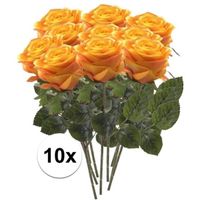 10x Geel/oranje rozen Simone kunstbloemen 45 cm - thumbnail