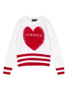 Versace Kids pull en laine à logo brodé - Blanc