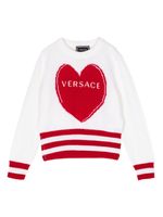 Versace Kids pull en laine à logo brodé - Blanc - thumbnail