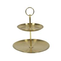 Etagere - goud - 2-laags - metaal - D14 x 20 cm - serveerplateau - dessertstandaard